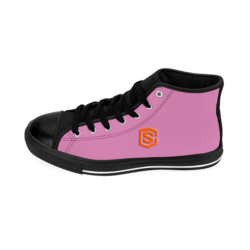 pink Men's High-top Sneakers - orange logo
