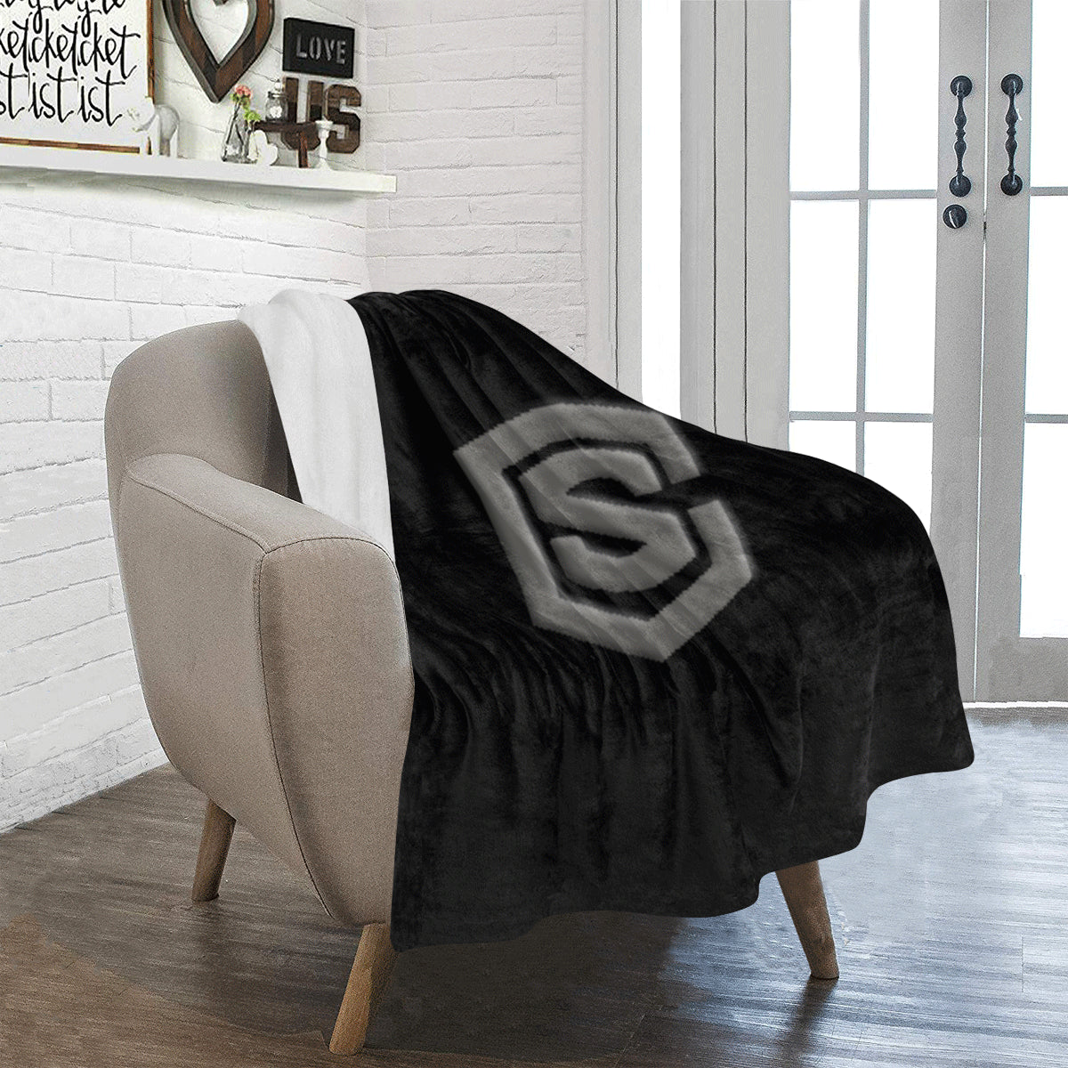 Black Ultra-Soft Micro Fleece Blanket with Gray Logo Ultra-Soft Micro Fleece Blanket 30"x40"
