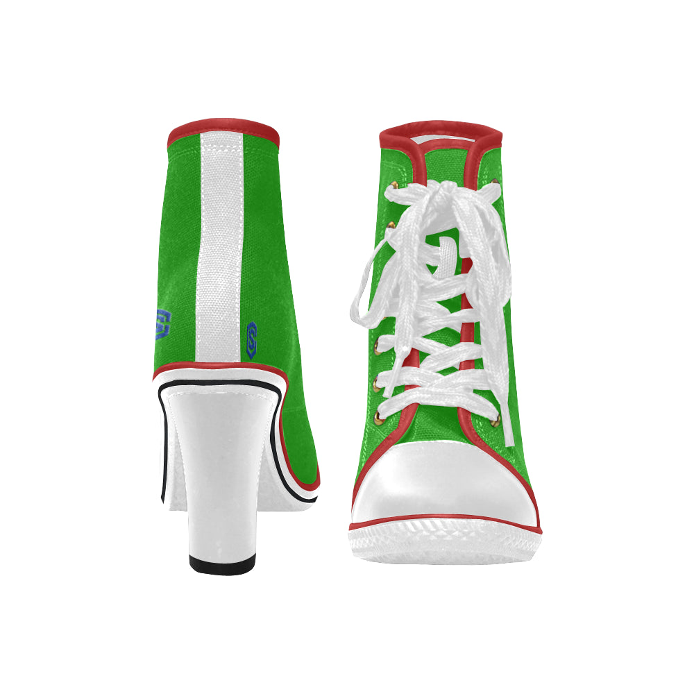 blue logo Women's Lace Up Chunky Heel Ankle Booties (Model 054)