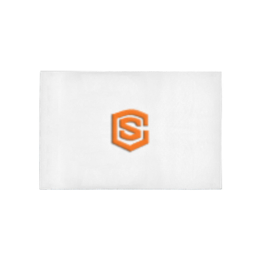 White Area Rug Orange Logo Area Rug 5' x 3.2'