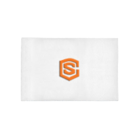 White Area Rug Orange Logo Area Rug 5' x 3.2'