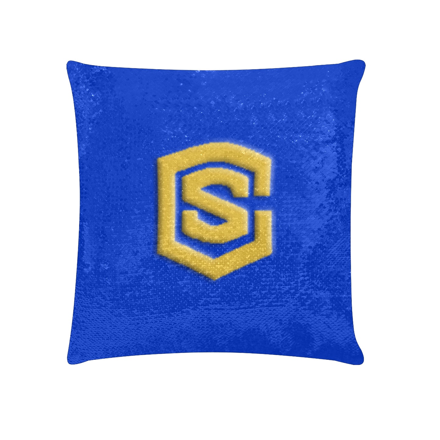 Blue Custom Sequin Pillow Orange Logo Custom Sequin Pillow Case 18"x18"