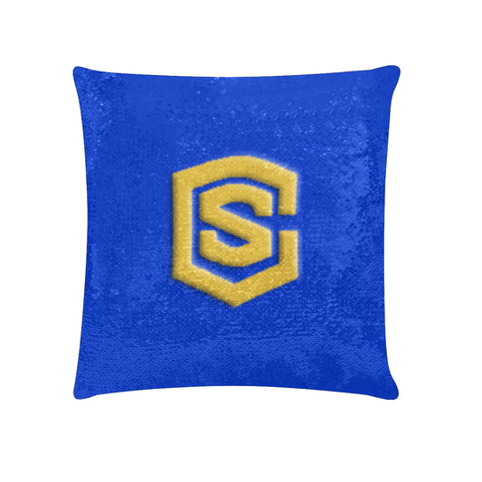 Blue Custom Sequin Pillow Orange Logo Custom Sequin Pillow Case 18"x18"