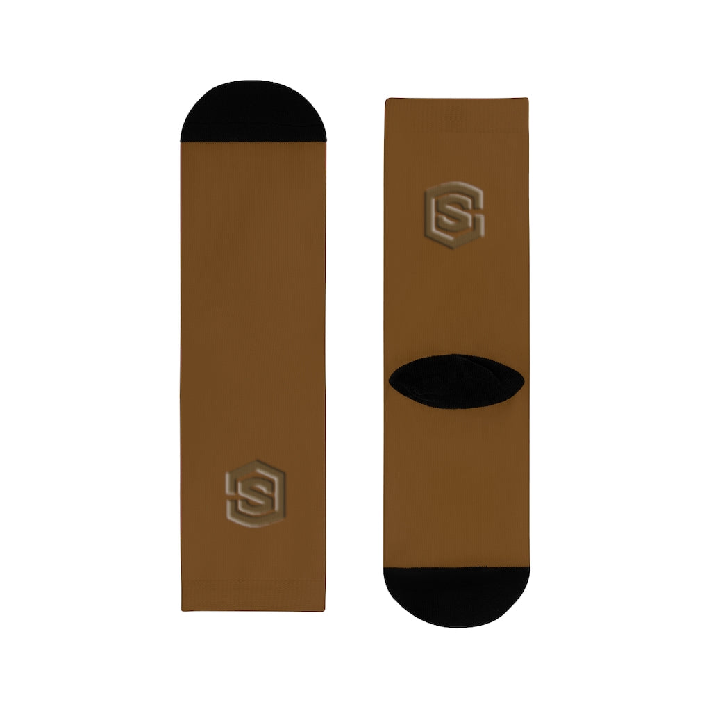 Brown Sublimation Crew Socks (EU) Brown Logo