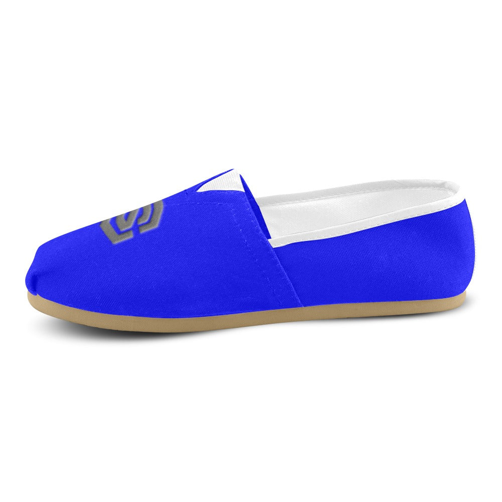 BLUE Casual Canvas Women's WITH GRAY LOGO Casual Canvas Women's Shoes (Model 004) (Designs are mirrored)