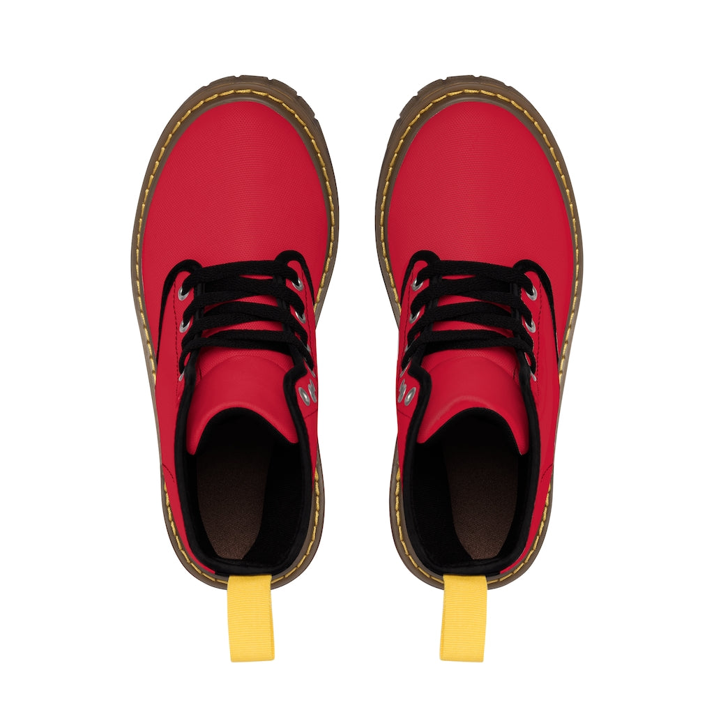 Red Men's Canvas Boots pink Logo