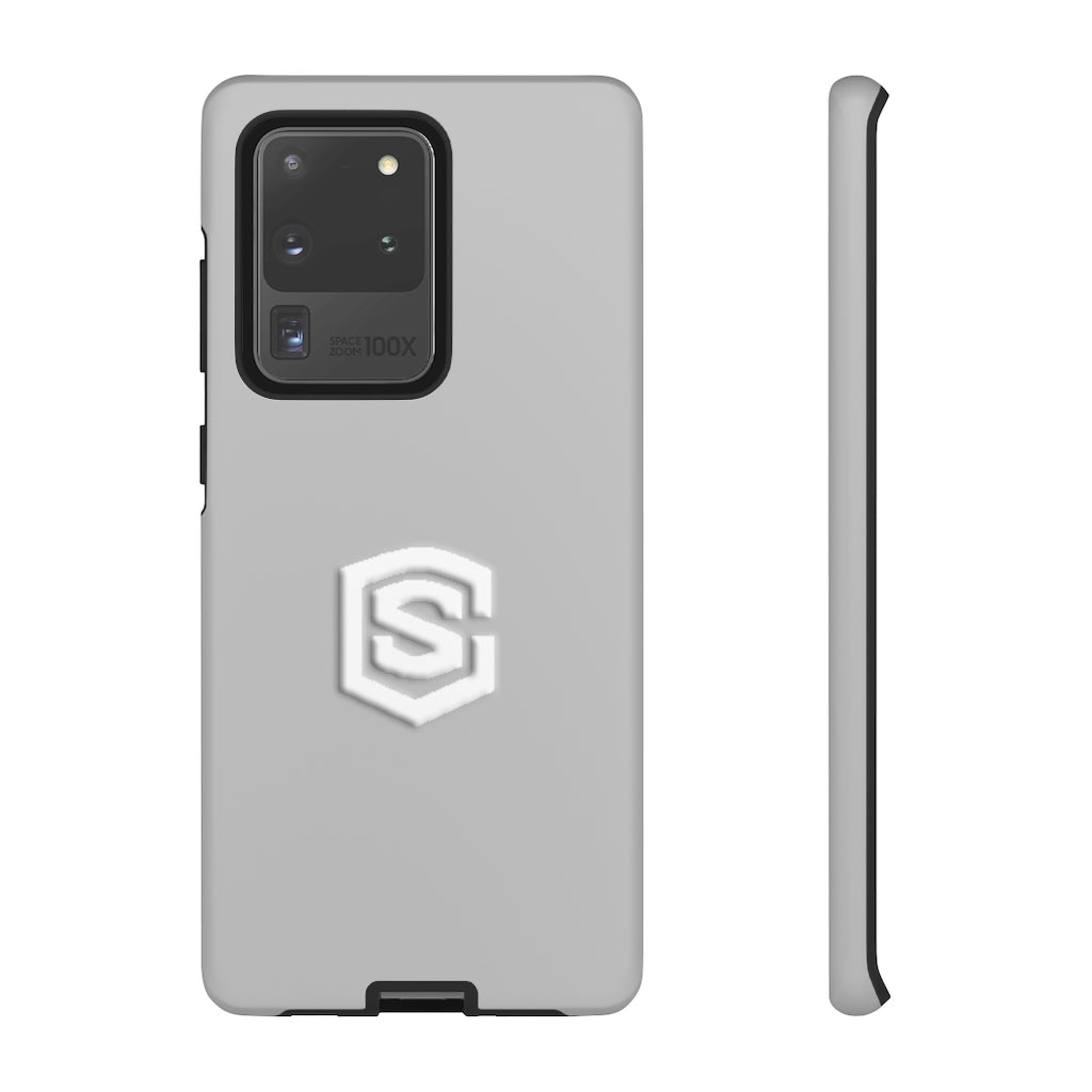 Grey Tough Cases White Logo