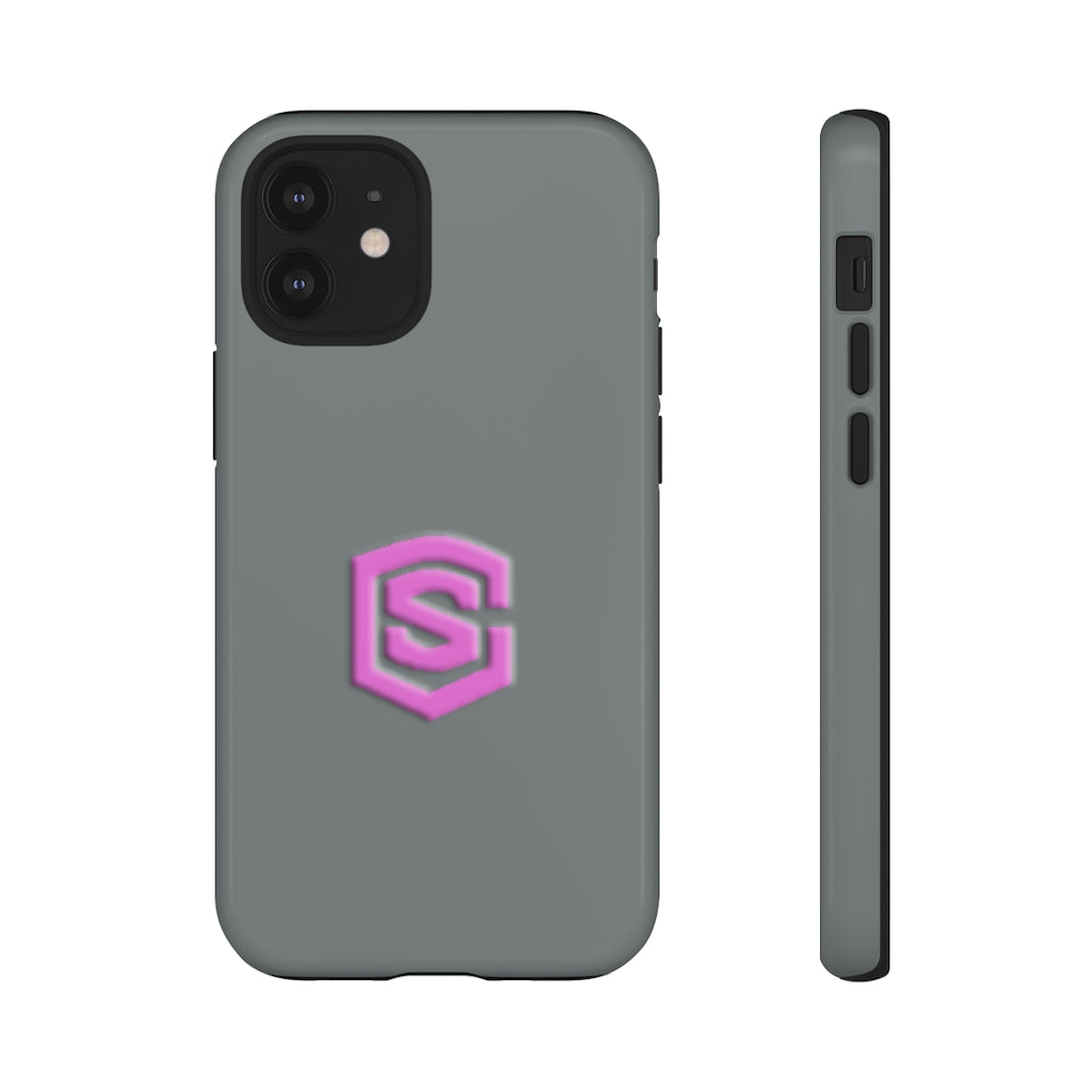 Grey Tough Cases Pink Logo