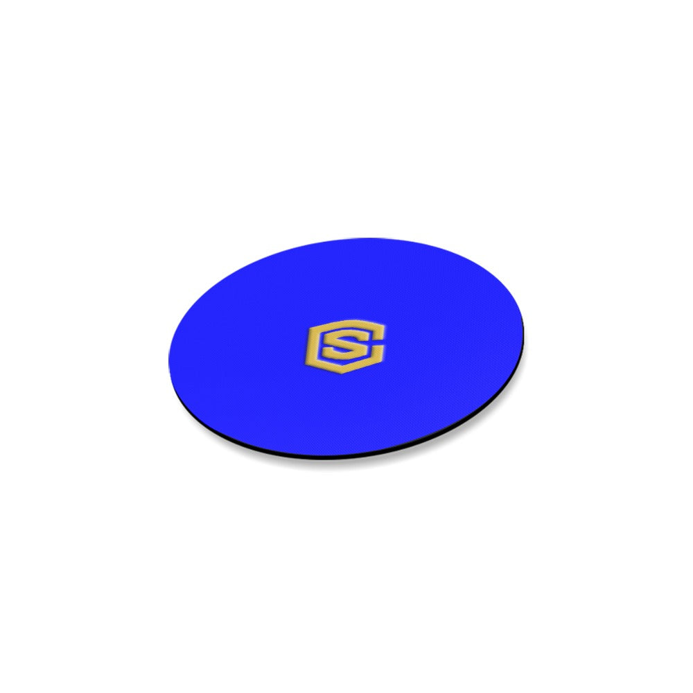 Blue Round Coaster with Gold Logo Round Coaster