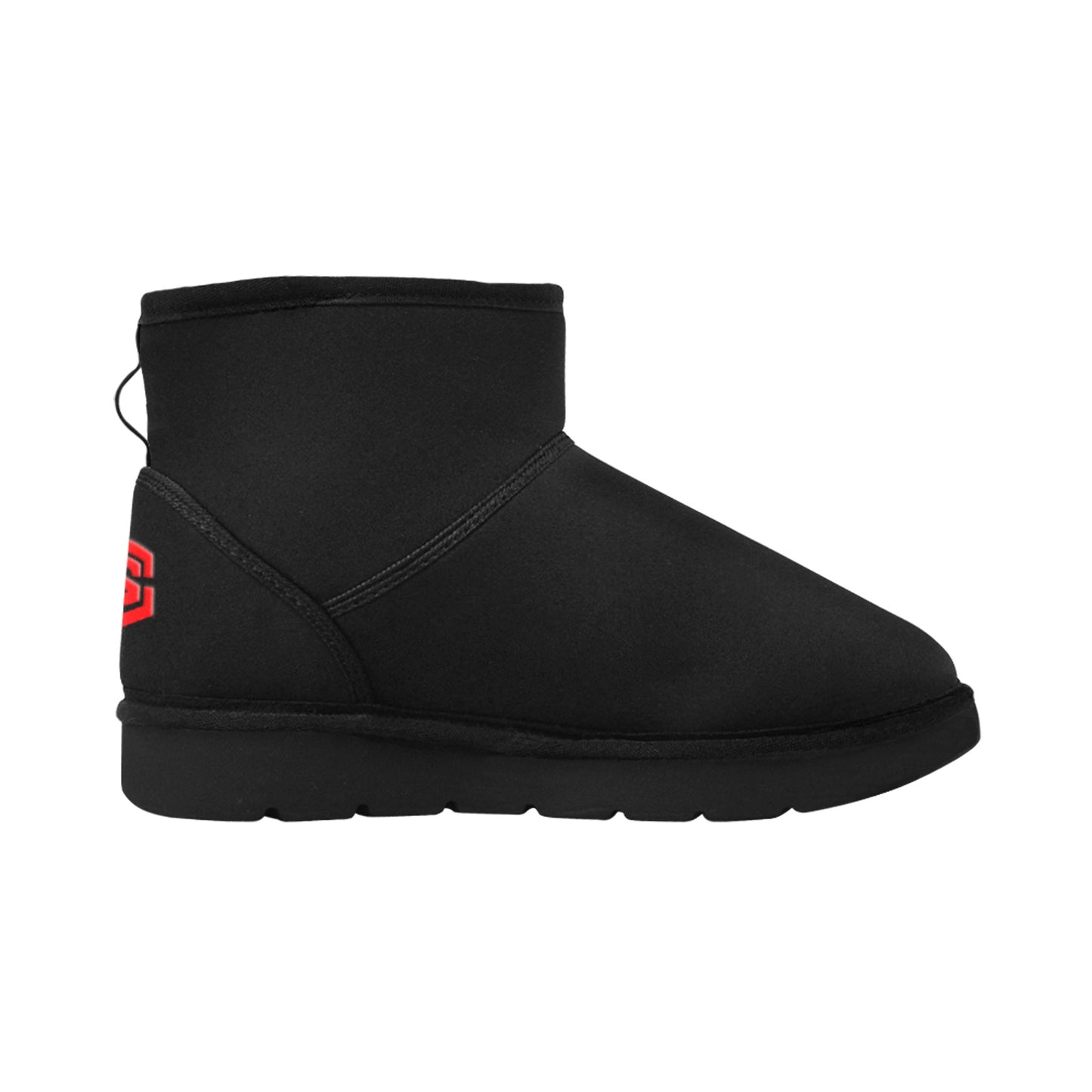BLACK Low Top Men's Snow Boots WITH RED LOGO Low Top Men's Snow Boots (Model 049)