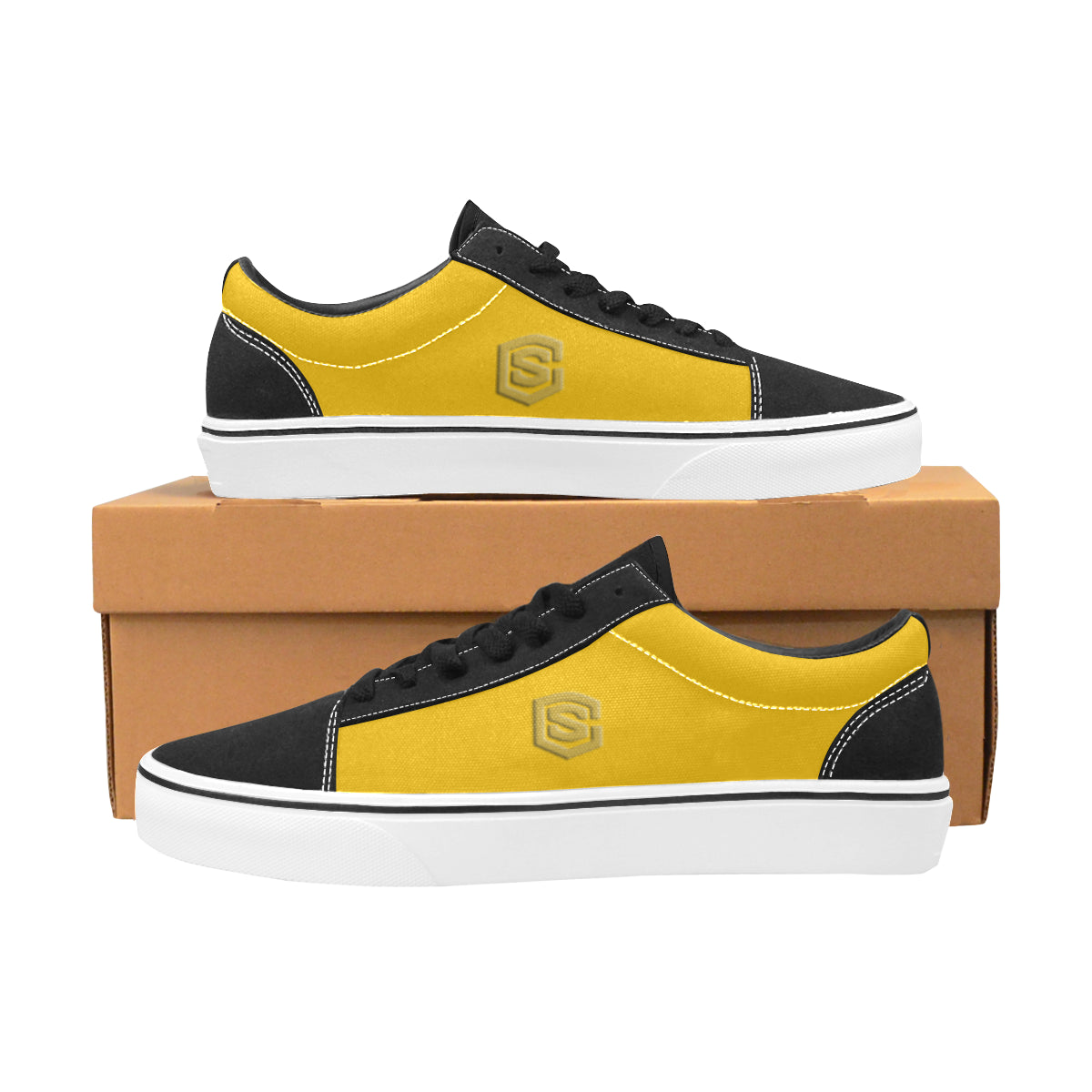 gold logo Men's Low Top Skateboarding Shoes (Model E001-2)