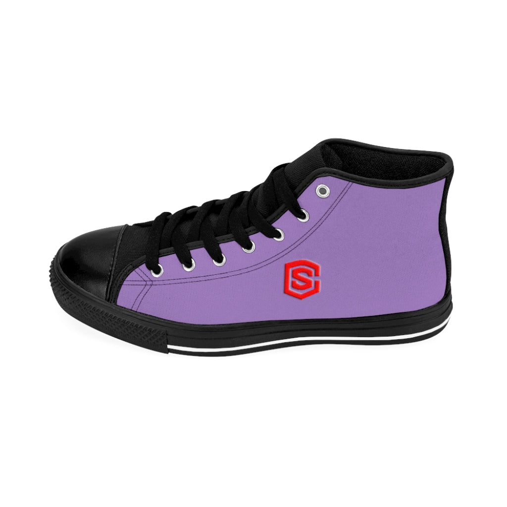 violet Men's High-top Sneakers - red logo