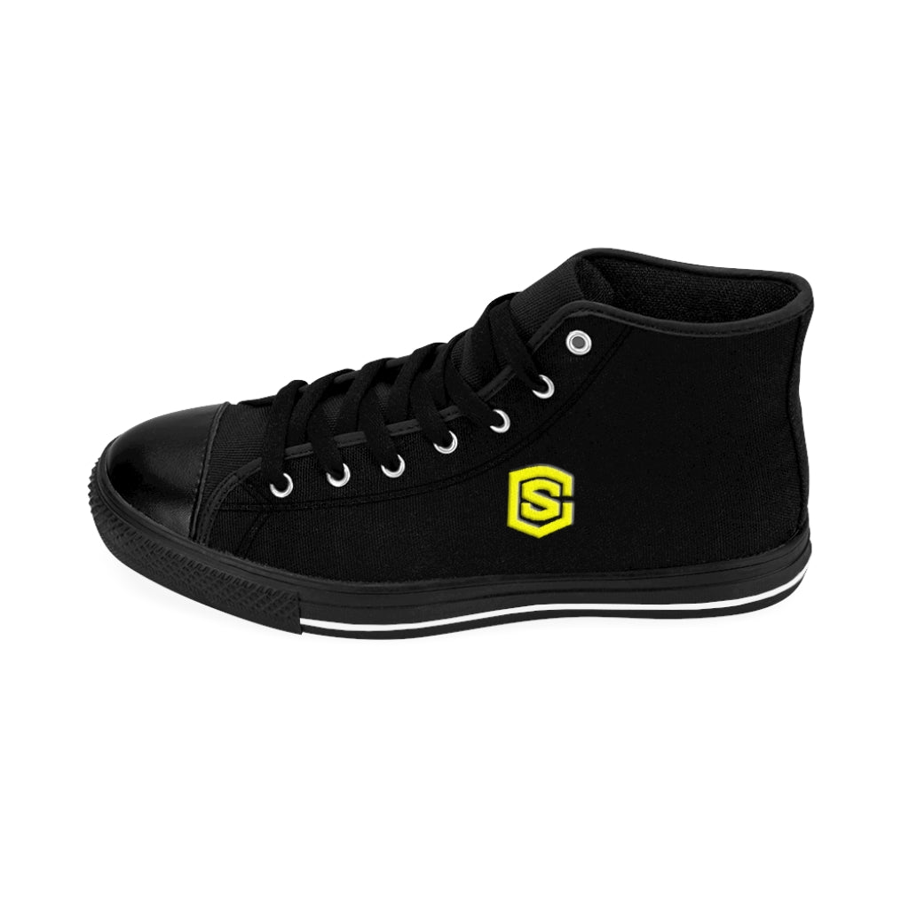 black Men's High-top Sneakers - yellow logo