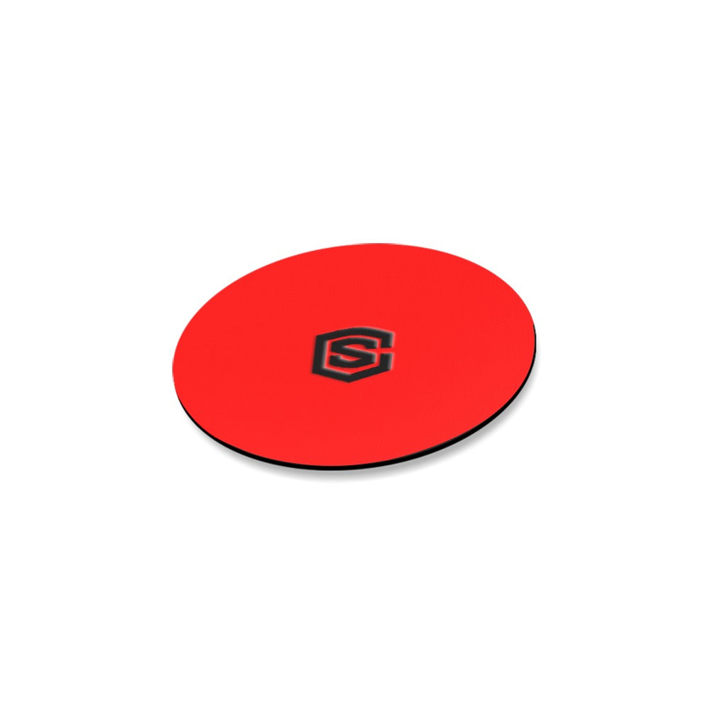 Red Round Coaster with Black Logo Round Coaster