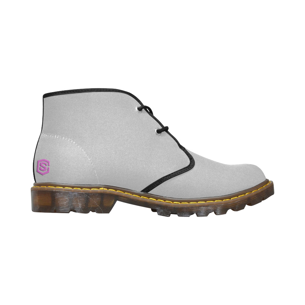 pink logo Women's Canvas Chukka Boots (Model 2402-1)