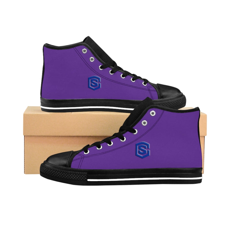 violet Men's High-top Sneakers - blue logo