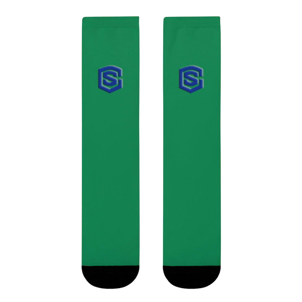green Sublimation Crew Socks (EU) Blue Logo