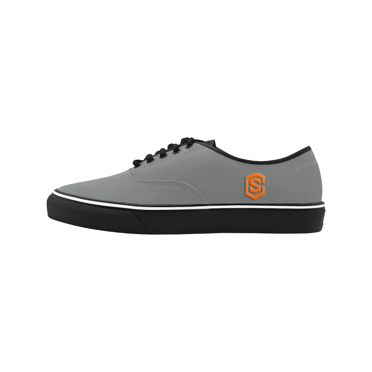 orange logo Classic Men's Canvas Low Top Shoes/Large (Model E001-4)