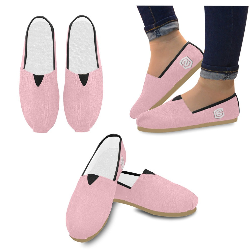 PINK casual shoes for women WITH WHITE LOGO Casual Canvas Women's Shoes (Model 004) (Designs are mirrored)