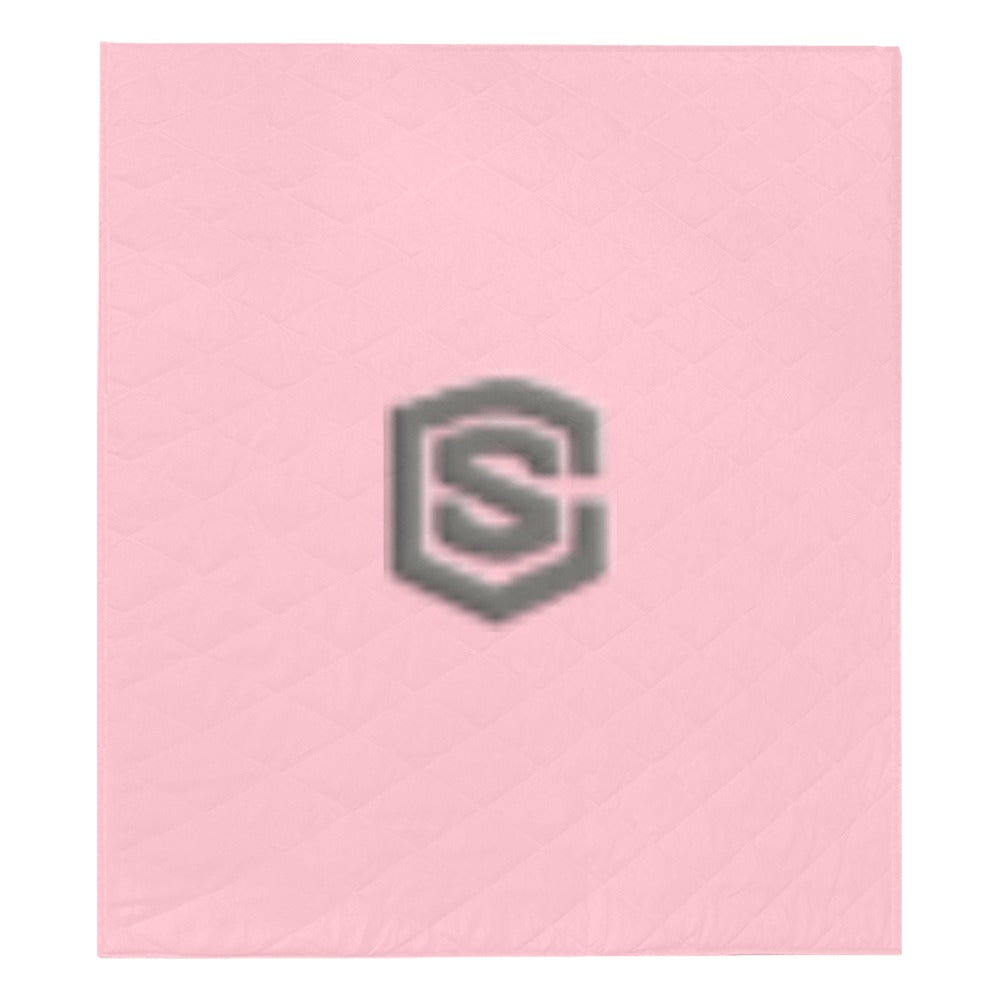 Pink Quilt with Gray Logo Custom Quilt  70" x 80"