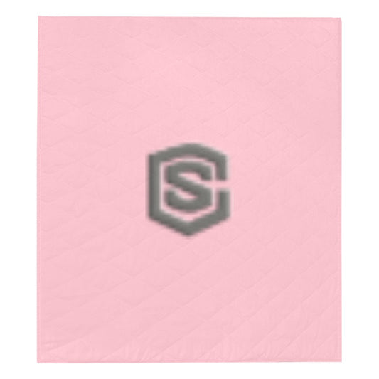 Pink Quilt with Gray Logo Custom Quilt  70" x 80"