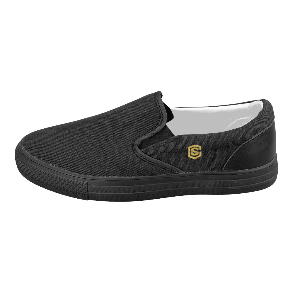 gold logo Women's Slip-on Canvas Shoes (Model 019)