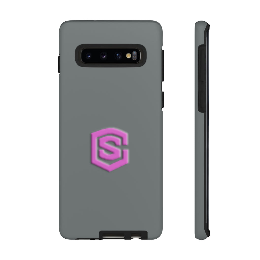 Grey Tough Cases Pink Logo