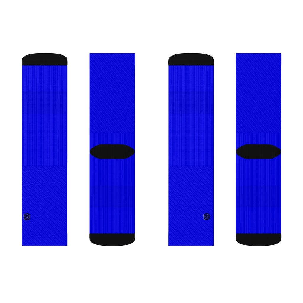 Blue Sublimation Socks with Black Logo