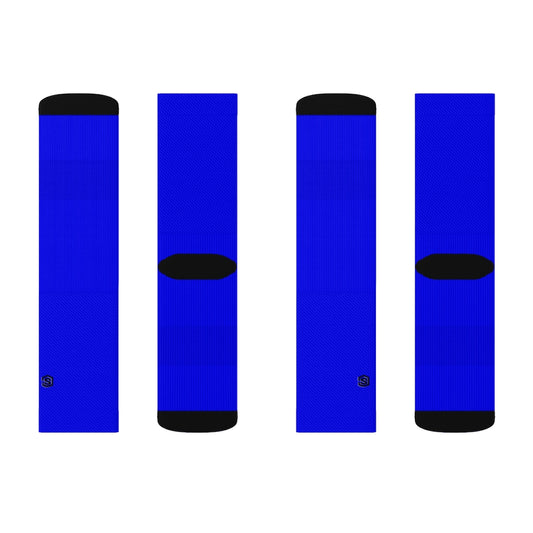 Blue Sublimation Socks with Black Logo