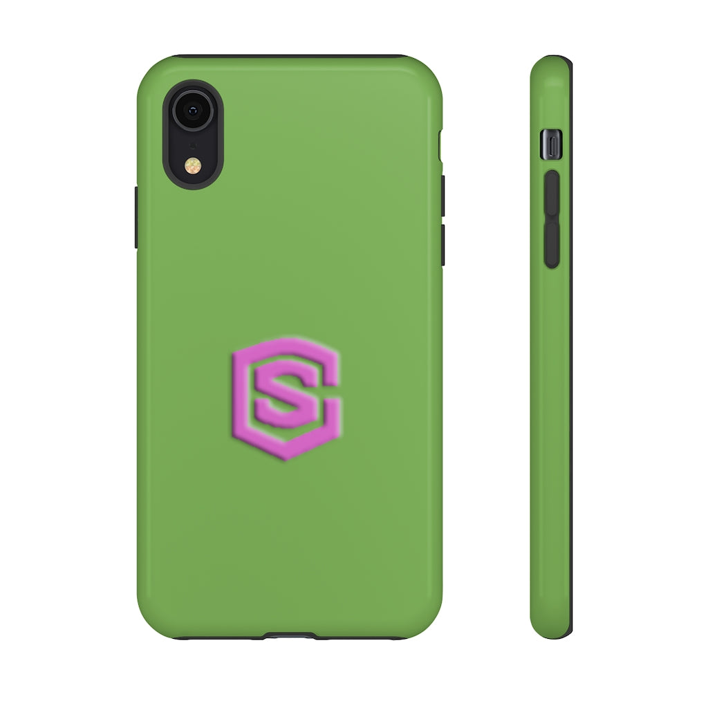 Green Tough Cases Pink Logo