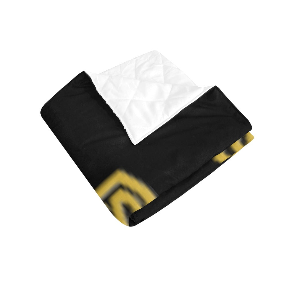 Black Quilt with Gold Logo Custom Quilt  70" x 80"