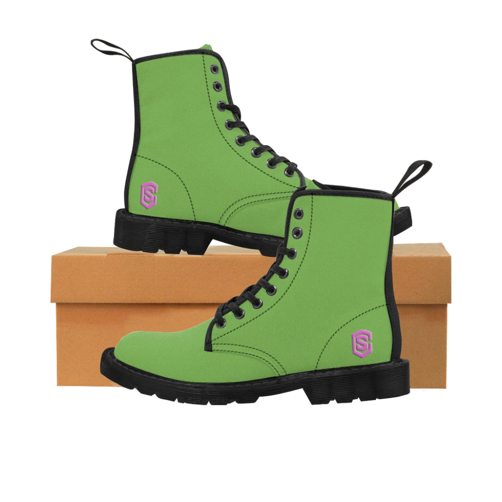 Green Men's Canvas Boots Violet Logo