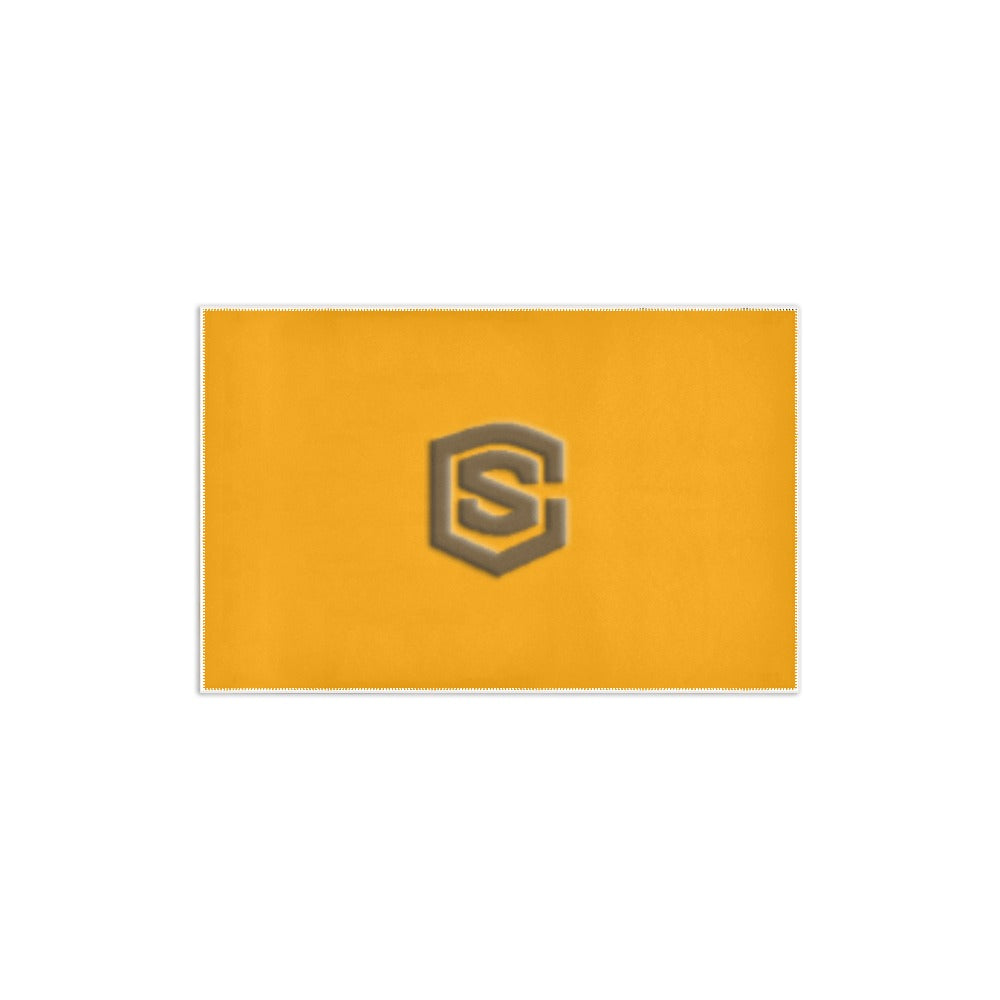 Orange Area Rug 2.6' x 1.7' with Brown Logo Area Rug 2.6' x 1.7'