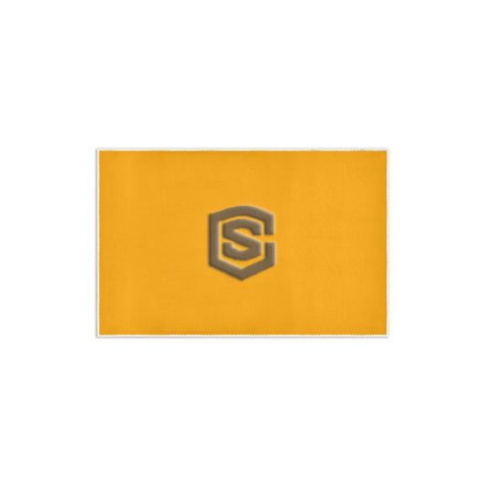 Orange Area Rug 2.6' x 1.7' with Brown Logo Area Rug 2.6' x 1.7'