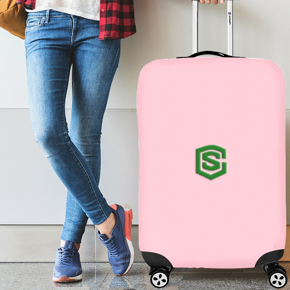 PINK LUGGAGE COVER WITH GREEN  LOGO Luggage Cover (Large Size) (26"-28")