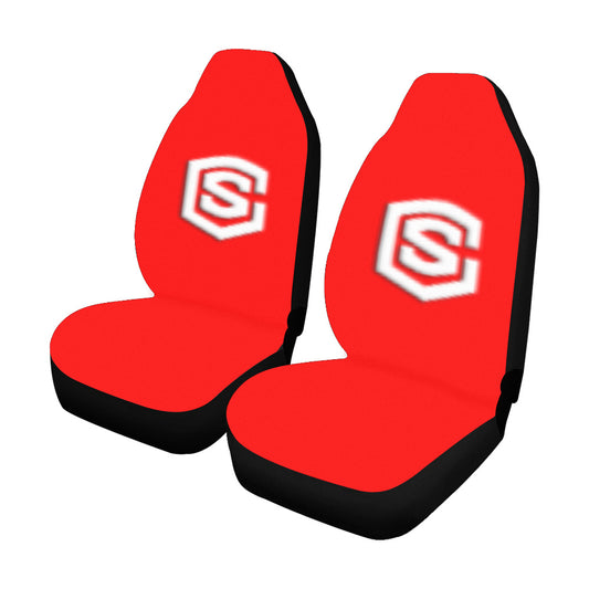 Red Car Seat Covers White Logo Car Seat Covers (Set of 2)