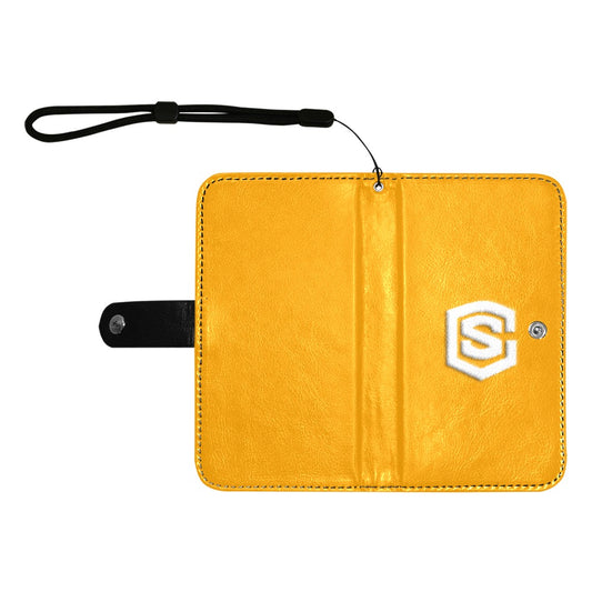 Orange Flip Leather Purse for Mobile Phone(Model1703)(Large) with White Logo Flip Leather Purse for Mobile Phone(Model1703)(Large)