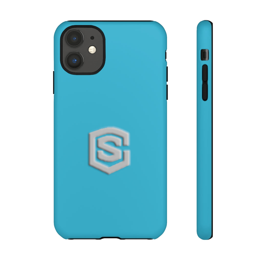Blue Tough Cases Silver Logo