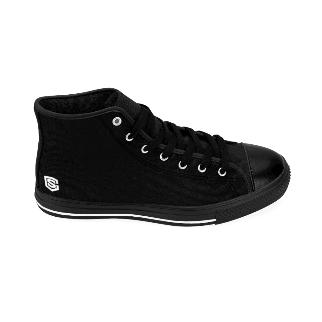 Black Women's High-top Sneakers White logo