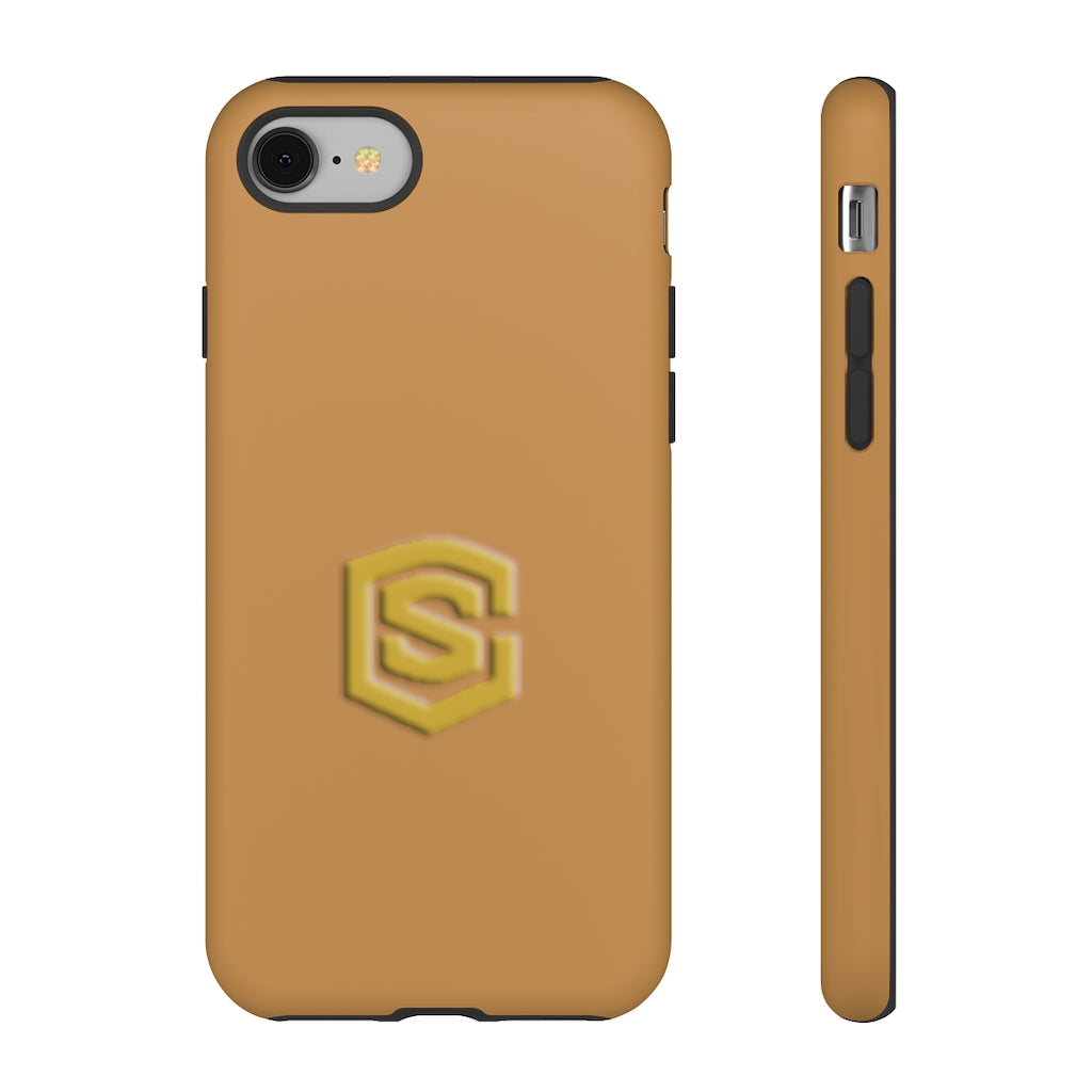 Light Brown Tough Cases Gold Logo