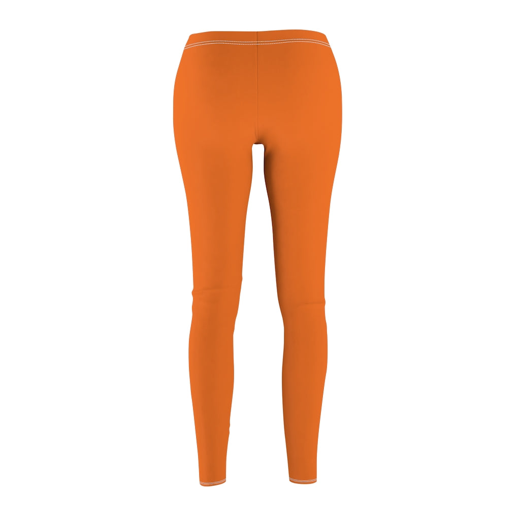 Orange Women's Cut & Sew Casual Leggings White logo