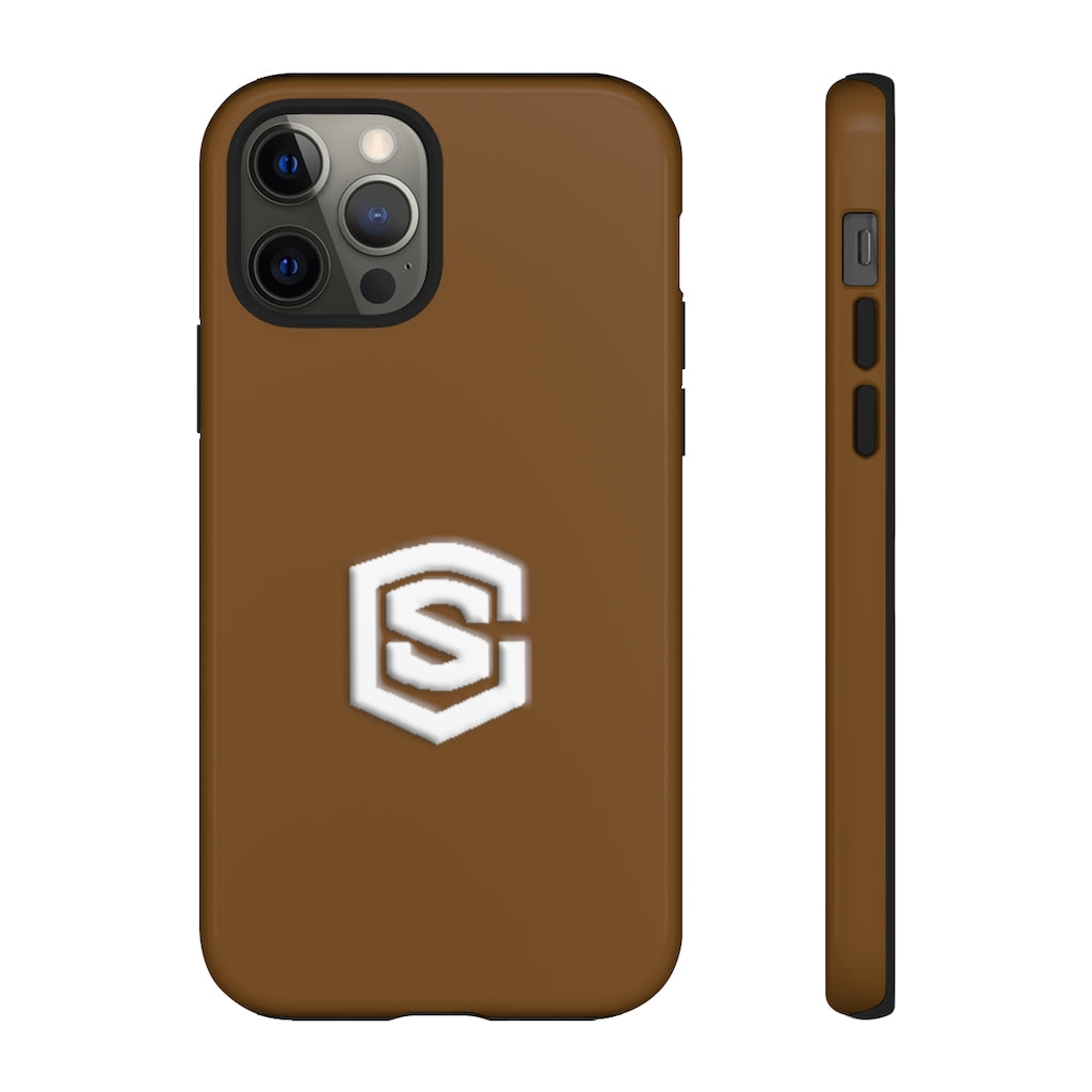 Brown Tough Cases White Logo
