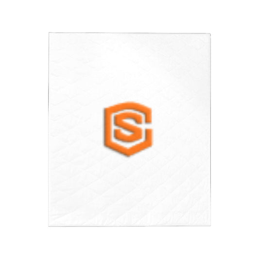 White Custom Quilt Orange Logo Custom Quilt 50" x 60"