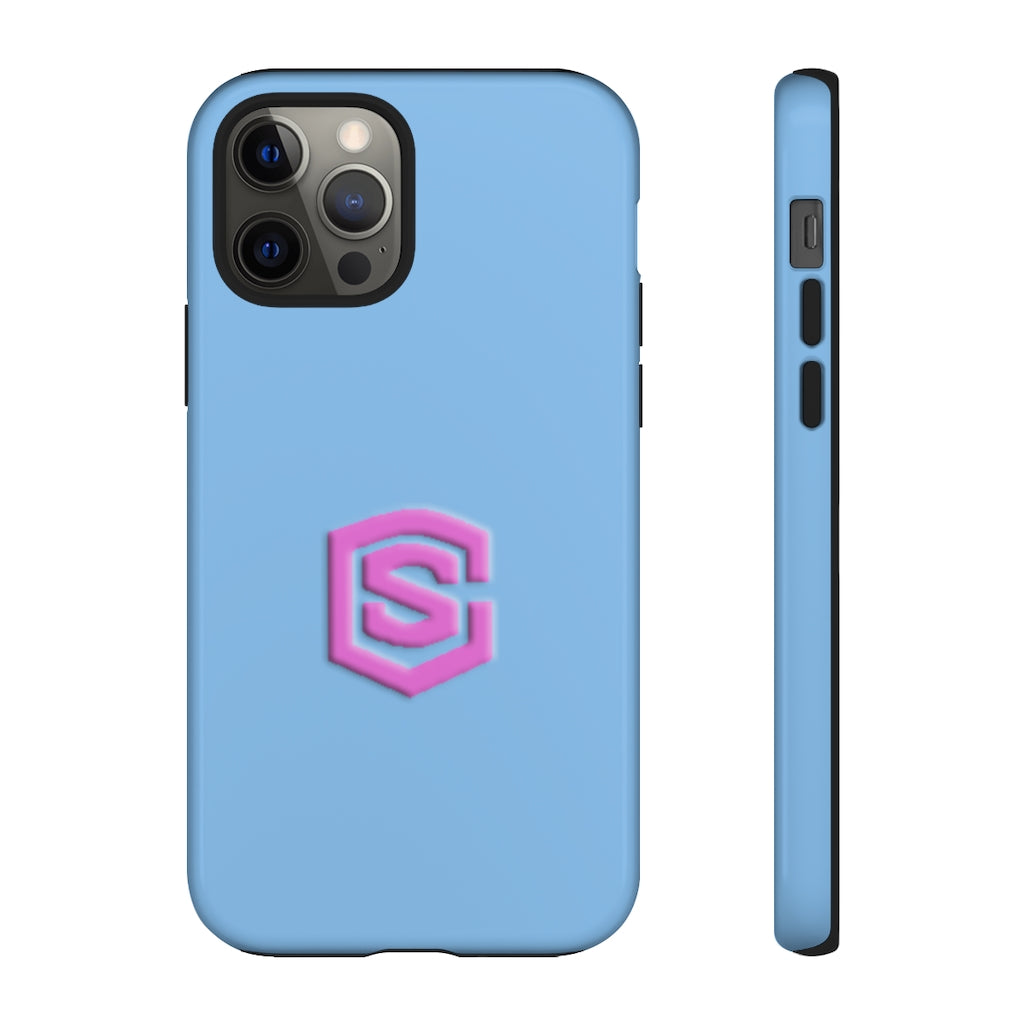 Blue Tough Cases Pink Logo