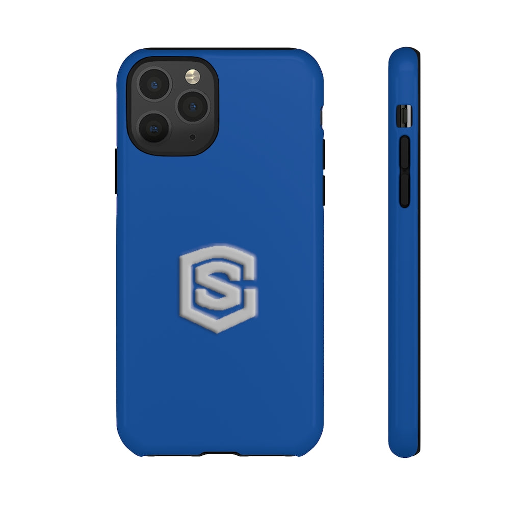 Blue Tough Cases Silver Logo