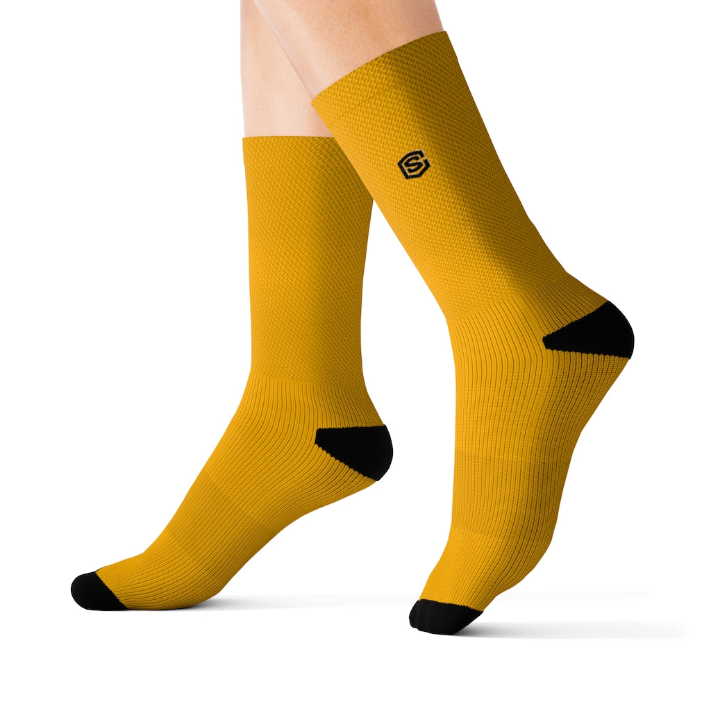 Orange Sublimation Socks with Black Logo