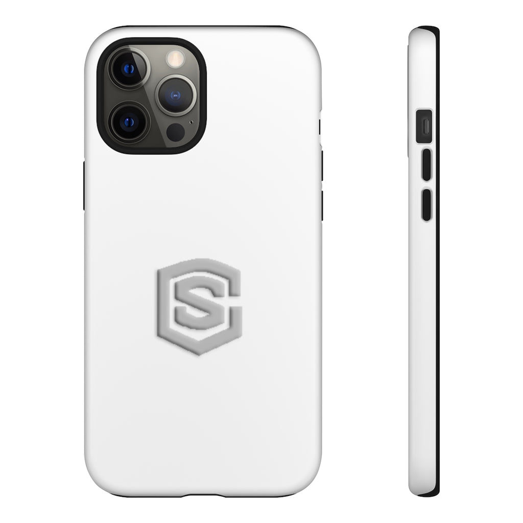White Tough Cases Silver Logo