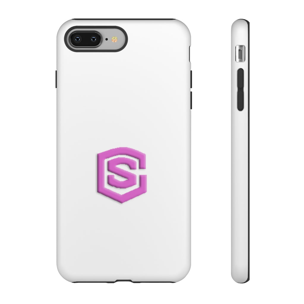 White Tough Cases Pink Logo
