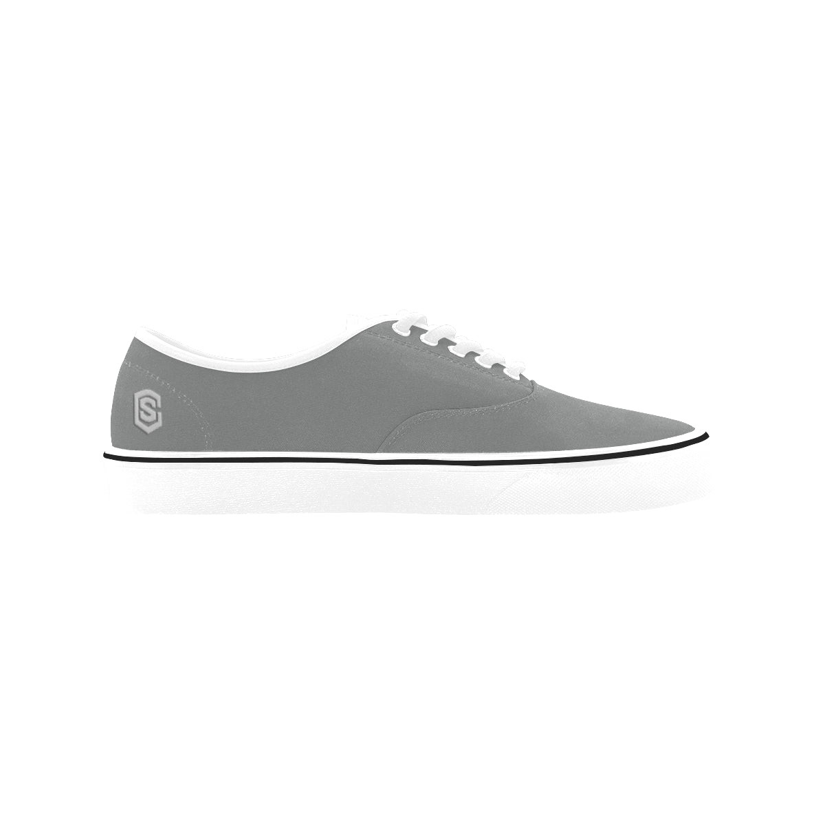 silver logo Classic Women's Canvas Low Top Shoes (Model E001-4)