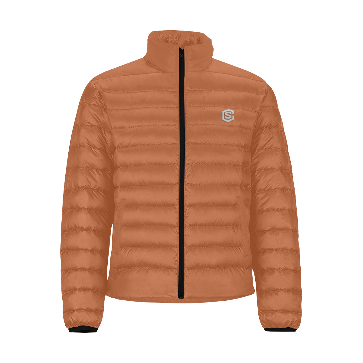 Silver Logo Men's Stand Collar Padded Jacket (Model H41)